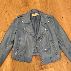 Zara blue leather jacket